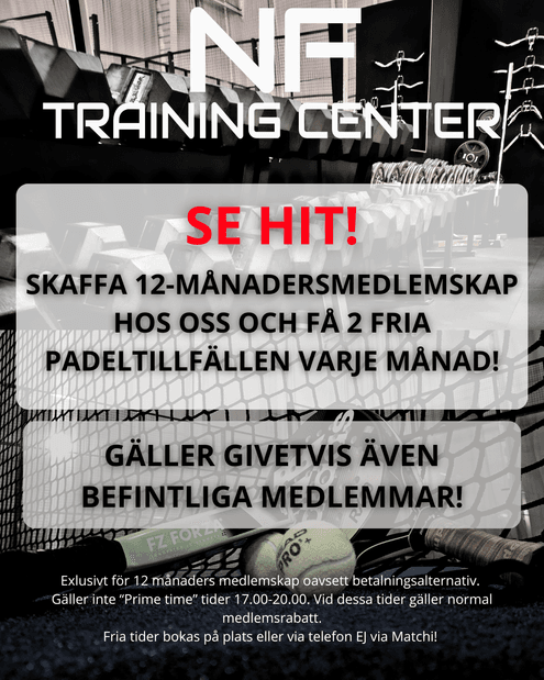 Erbjudande – träna hos NF Training Center till halva priset